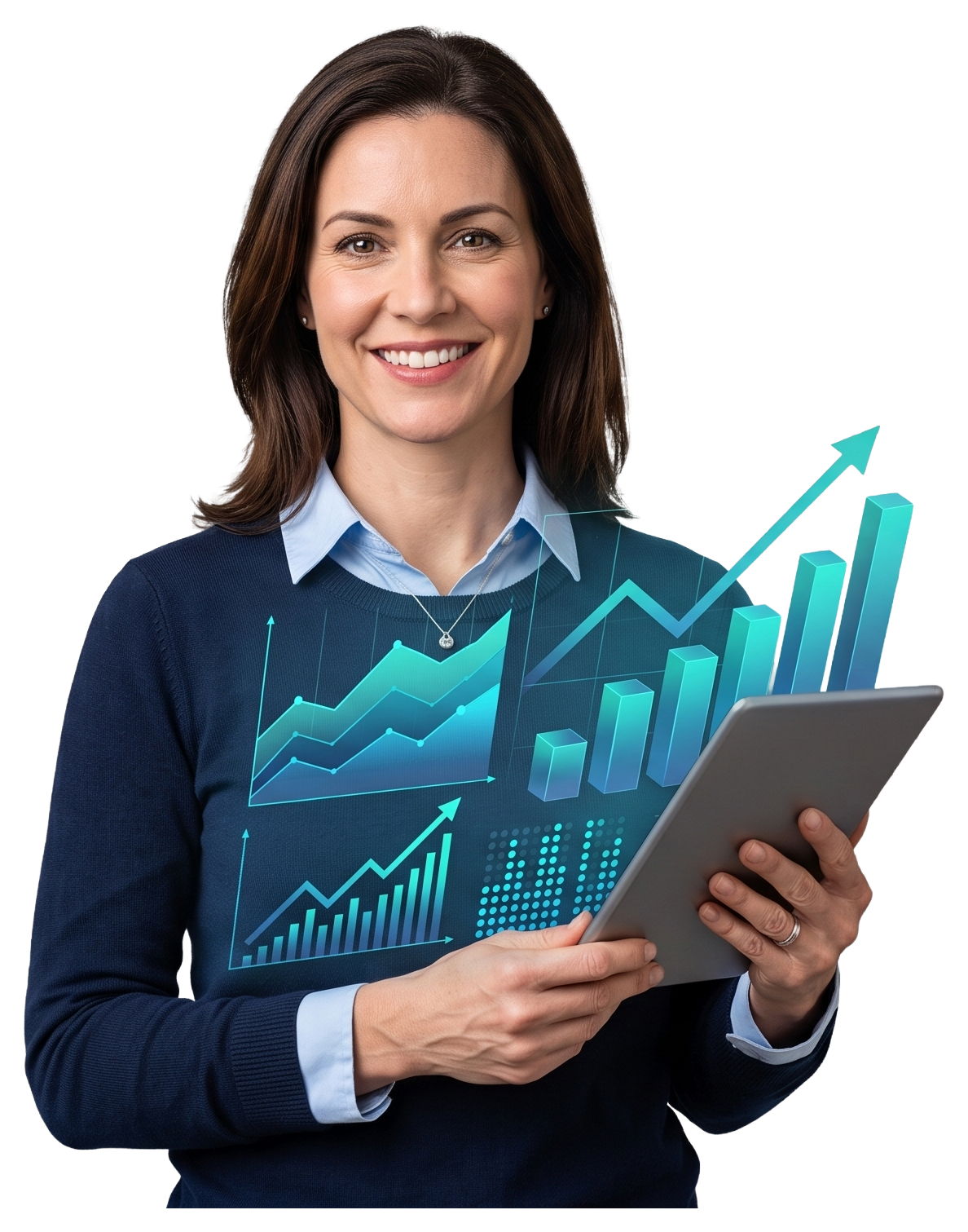 Healthcare marketing analyst reviewing practice growth data